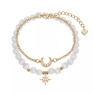 Star And Moon Cat's Eye Stone Bracelet: Women's Jewelry • $8.45