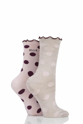£9.99 • Buy Ladies 2 Pair Elle Bamboo Patterned And Plain Socks