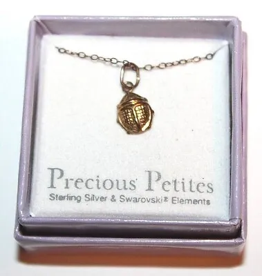 Girl's Gold Plated Over Sterling Silver Beetle Charm Necklace 13  Chain • $59.99