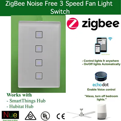 Approved SmartThings Smart ZigBee Fan Light Switch For Home Automation Voice Con • $70