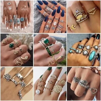 15Pcs/set Gold Midi Finger Rings Set Retro Punk Boho Knuckle Party Jewelry Gifts • $3.96