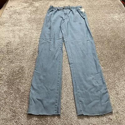 King Size Pull On Jeans Pants Mens Large Blue Denim Light Wash Straight 34x38 • $19.99