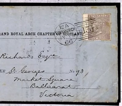 GB AUSTRALIA MAIL Cover Historic *MASONIC LETTER-SHEET*Edinburgh Lodge 1866 T47c • £155