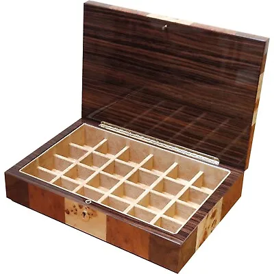 Medium 24 Earring Box Made From Maple  Walnut And Elm Burl Veneer With Lock • $305.04