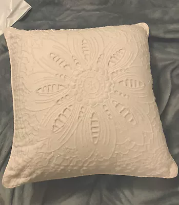CUSHION PURE WHITE BRODERIE ANGLAISE+WHITE LINING BY ZARA HOME-ASNEW-40cm RRP$69 • $13