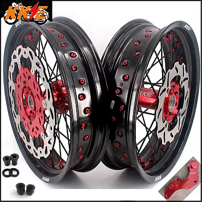 KKE 17 Inch Motard Wheels Rims For Honda XR400R 96-04 XR600R 91-2000 Black Spoke • $989