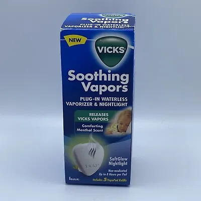 VICKS Soothing Vapors Plug-In Waterless Vaporizer & Nightlight W/ 5 Refill Pads • $11.50