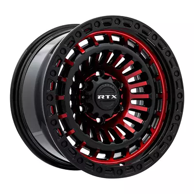 17x9 RTX Moab Gloss Black Machined Red Wheels 5x5 (-15mm) Set Of 4 • $847.96