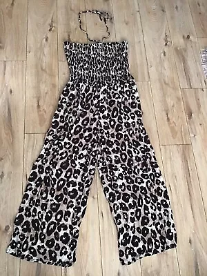 Myleene Klass Animal Print Wide Leg With/out Halter Strap Jumpsuit Size 18 • £6.99