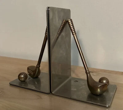 $21.95 • Buy Vintage Mid Century Andrea By Sadek Mirrored Golf Club Book Ends 