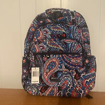 New NWT Vera Bradley Haymarket Paisley Black Floral LG Essential Laptop Backpack • $89.99