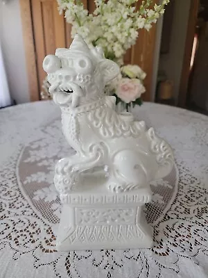 Vintage Italian Pottery Blanc De Chine Style  Foo Dog Figurine 11.75 T • $63.32