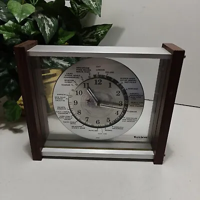 Vintage Verichron Quartz World  Clock W/Red Airplane Second Hand - Japan • $67.43