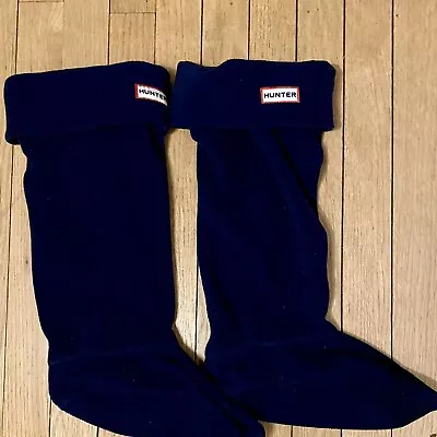 Hunter Wellies Liner Fleece Boot Inserts Navy Blue US 8/10 W Or 7/9 M 6/8 UK EUC • £16.17