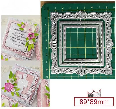 Square Lace Frame Metal Cutting Dies Stencils Scrapbooking Embossing Album Craft • £3.99