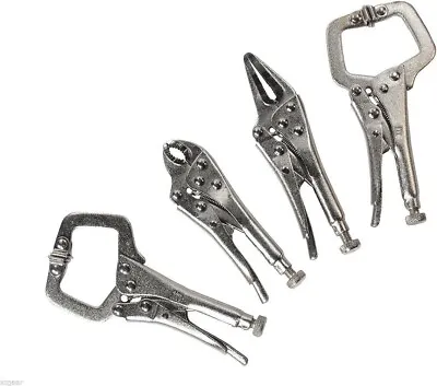 4pc Vise Grip Mini Locking Pliers Set Straight Needle C-Clamp High Carbon Steel • $21.98