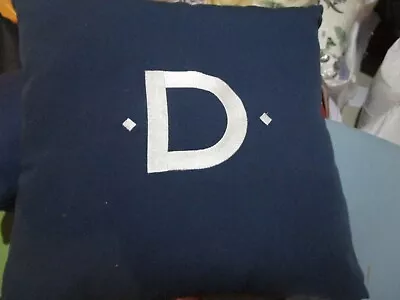 Pottery Barn Indoor Outdoor Pillow 22  Monogrammed D Blue With Insert Zipper  • $20.74