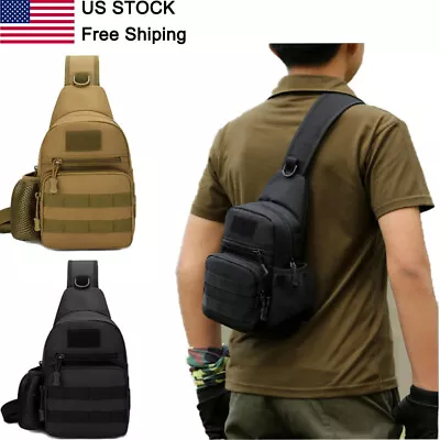 Outdoor Tactical Sling Bag Military MOLLE Crossbody Pack Chest Shoulder Backpack • $15.19