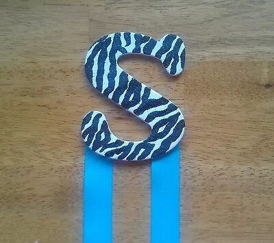  S  Zebra Print W/ Teal Monogram Hair Bow Holder • $12.99