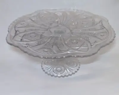 Vintage Cut GLASS Pedestal Cake Stand Plate 10.5  X 4-3/4  • $18.99