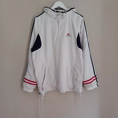 LE COQ SPORTIF Quarter Zip Windbreaker Shell Jacket White Size Large • £19.99