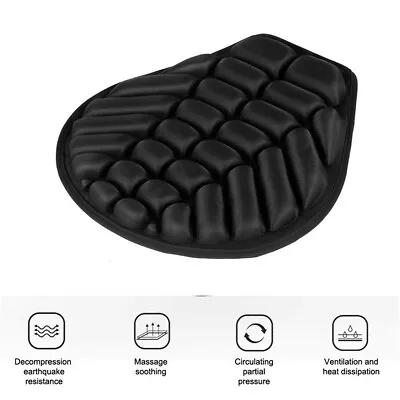 Black Breathable Seat Cushion Cover Cool Inflatable Air Pad For Motorcycle Seats • £16.67