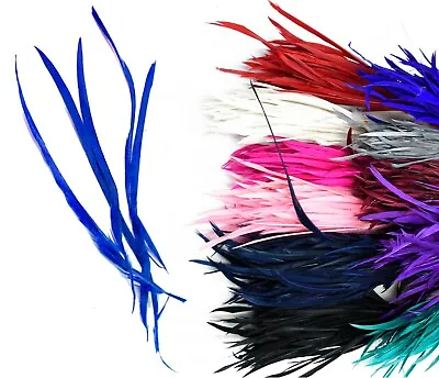 Long Fascinator Feathers Stripped Goose Biot Millinery Hats Trimmings Coloured • £3.99