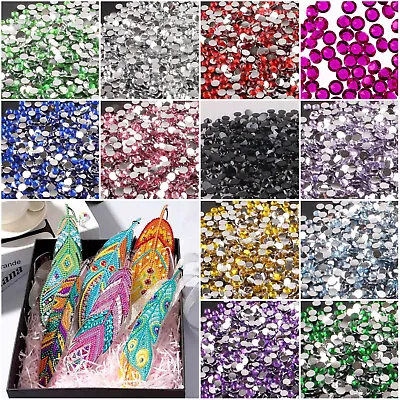 12 Colours 1000pcs Crystal Flat Back Acrylic Rhinestones Gems 3mm 4mm 5mm Craft • £0.99