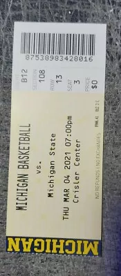 2021 Michigan Wolverines Vs Michigan State Spartans Basketball Ticket Stub Rare • $49.99