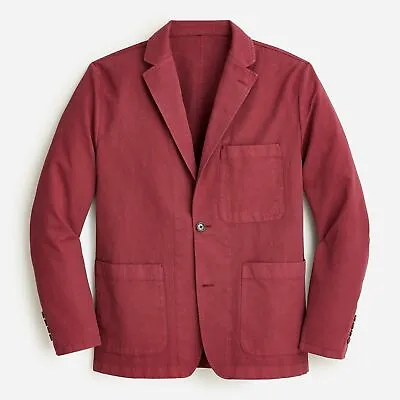 J. Crew Men's Chino Sport Coat Size 38 NWT Port Red Jacket Blazer Cotton Linen • $54.49