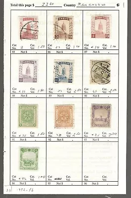 MANCHUKUO Classics...SC #2/86...M & U...1932/36...10 Diff...SCV $22.20 • $4.95