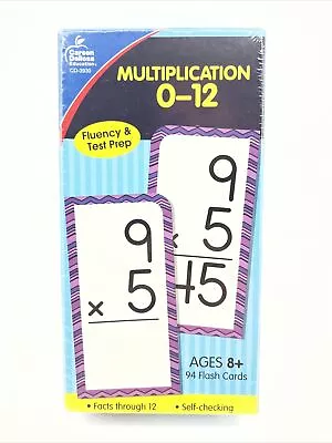 Carson Dellosa Education 8+ Multiplication Cards 0-12 New/Sealed 94 Flash Cards • $13.99