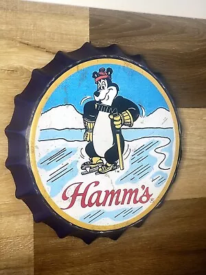 Vintage Style Hamm's Beer Metal Sign  Hockey Theme Rare Man Cave Bar Hamms Beer • $19.99