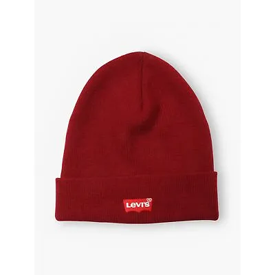 Levis RED BATWING EMBROIDERED Unisex Warm Winter Retro Beanie One Size Hat Red • £19.05