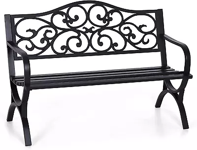 50  Outdoor Garden Bench Patio Park Bench Cast Iron Metal Frame • $166.07