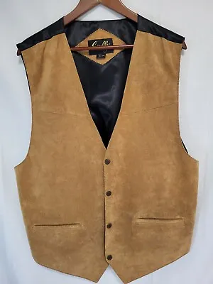 Scully Mens Brown Suede Leather Western Style Snap Button Vest 2xl • $34