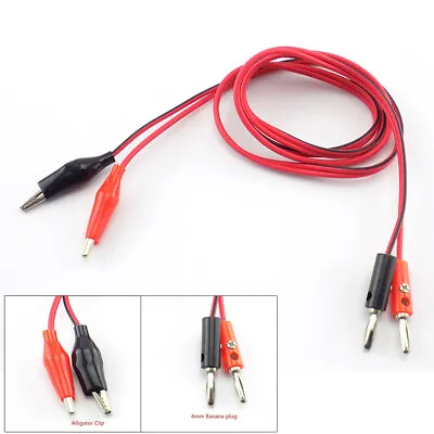 1M Alligator Testing Cord Lead Clip To 4mm Banana Plug Cable For Multimeter Test • $2.69