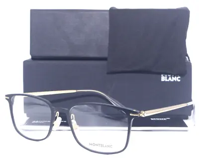New Mont Blanc Mb0196ok 002 Titanium Matte Black Gold Authentic Eyeglasses 53-18 • $135