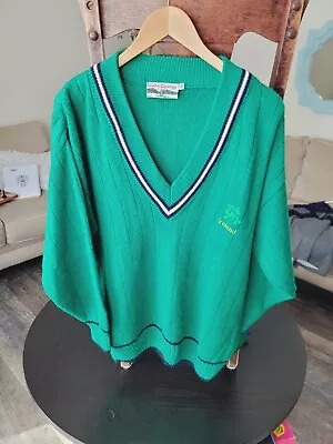 Vintage Celtic Country Made In Ireland V Neck Sweater Irish Green Mens Medium  • $23.50