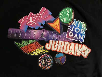 Nike Air Jordan Jumpman Stickers Logos Flight Tee Mens 3XL Black T-Shirt BBall • $129.97