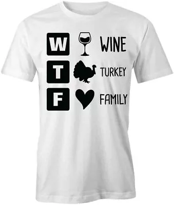 WINE TURKEY FAMILY TShirt Tee Short-Sleeved Cotton HOLIDAY CLOTHING S1WSA350 • $14.39