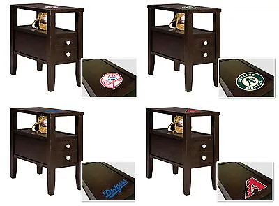 End Table Or Nightstand With Drawer Espresso Finish With MLB Team Logo Decal  • $189.88