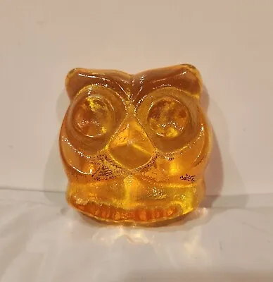 Vintage Nachtmann Riedel Orange Crystal Owl Paperweight W/Original Label • $15