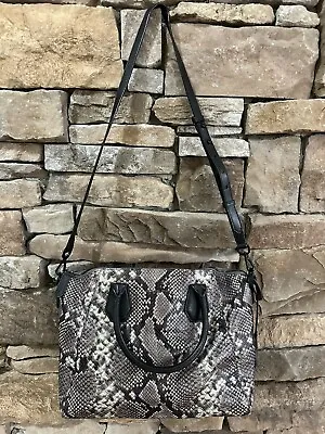 Michael Kors Large Campbell Python Steel Grey Embossed Leather Shoulder Bag • $99