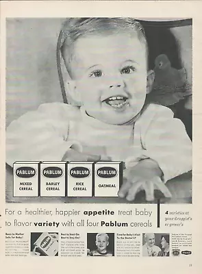 1953 Pablum Baby Food Mixed Cereal Barley Rice Oatmeal Healthier Happy Print Ad • $9.99