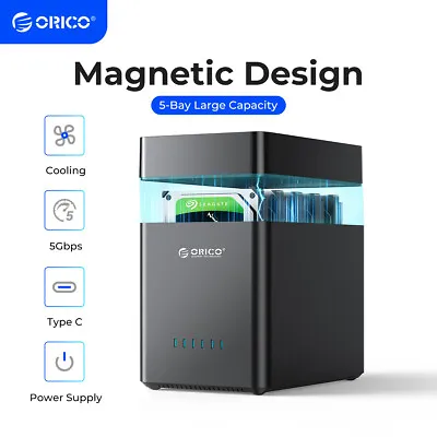 ORICO 5 Bay 3.5inch SATA Hard Drive Enclosure USB3.0/ Type C HDD Docking Station • $111.99