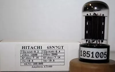 6SN7GT HITACHI Black Base Made In Japan Amplitrex Tested Qty 1 Pc #1851005 • $128.06