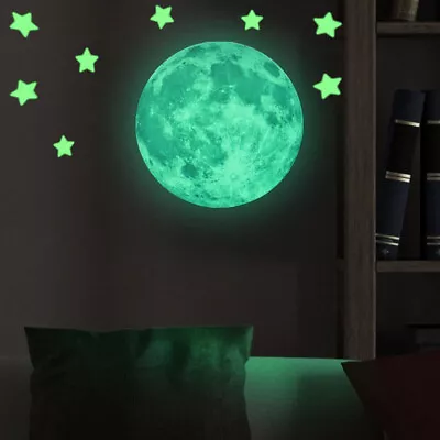 Glow In The Dark Moon Sticker Perfect For Ceiling/Wall Décor Bonus Small Stars • $10.99