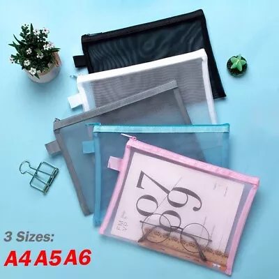 $4.79 • Buy Pencil Case Pen Bag Transparent Mesh Zipper Clear Cosmetic Stationery Holder