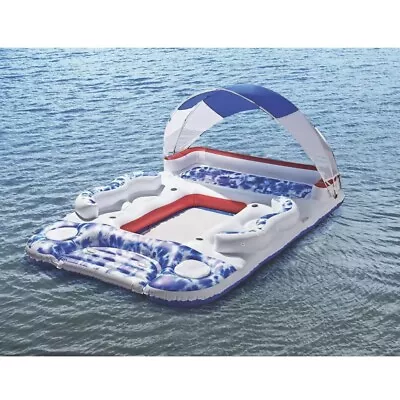 Member's Mark Floating Island With Canopy 6 Person (Patriotic Tie Dye) • $124.99